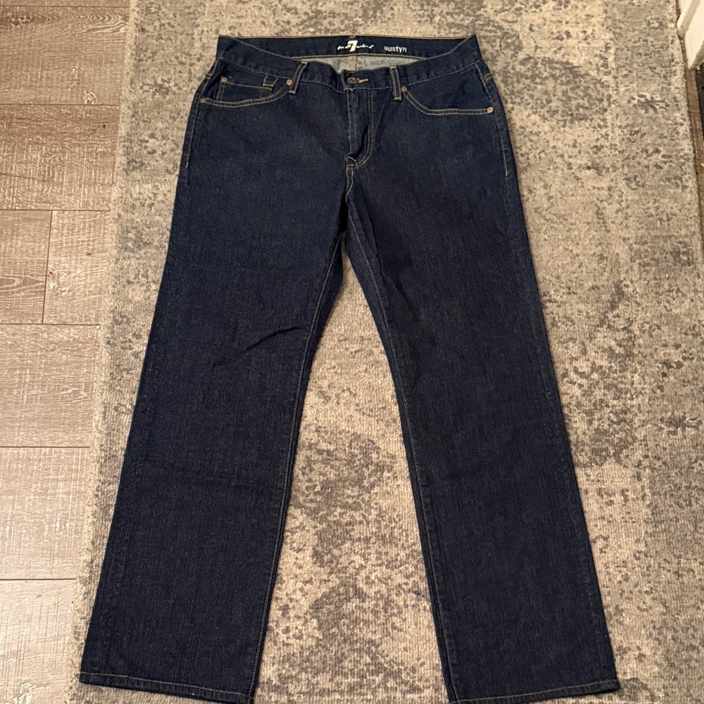 7 For All Mankind Men's Deep Indigo Straight Jeans